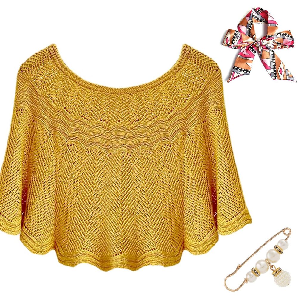 5885 Knitted Sun-Proof Shawl, Ice Silk Shawl For Women, Summer Hollow-Out Knit